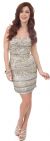 Strapless Sequined Short Prom Dress with Artistic Pattern in Silver